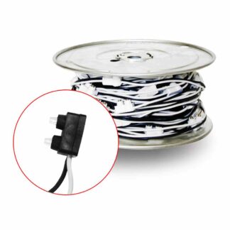 Male 2 Prong Pigtail Wire Harness with 10″ Connector Spacing – 110 Plugs | 100 ft. Spool
